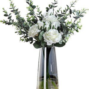 Modern Glass Vase Irised Crystal Clear Glass Vase for Home Office Decor Crystal